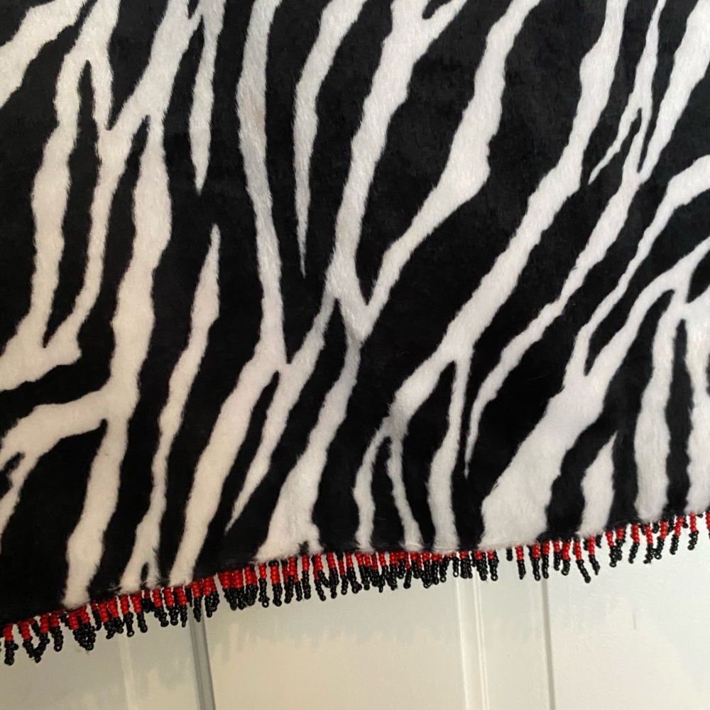 Zebra crushed velvet skirt with beaded hem